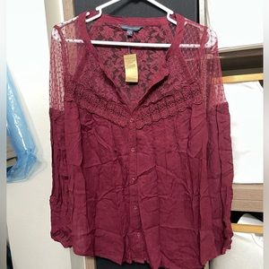 American eagle burgundy blouse